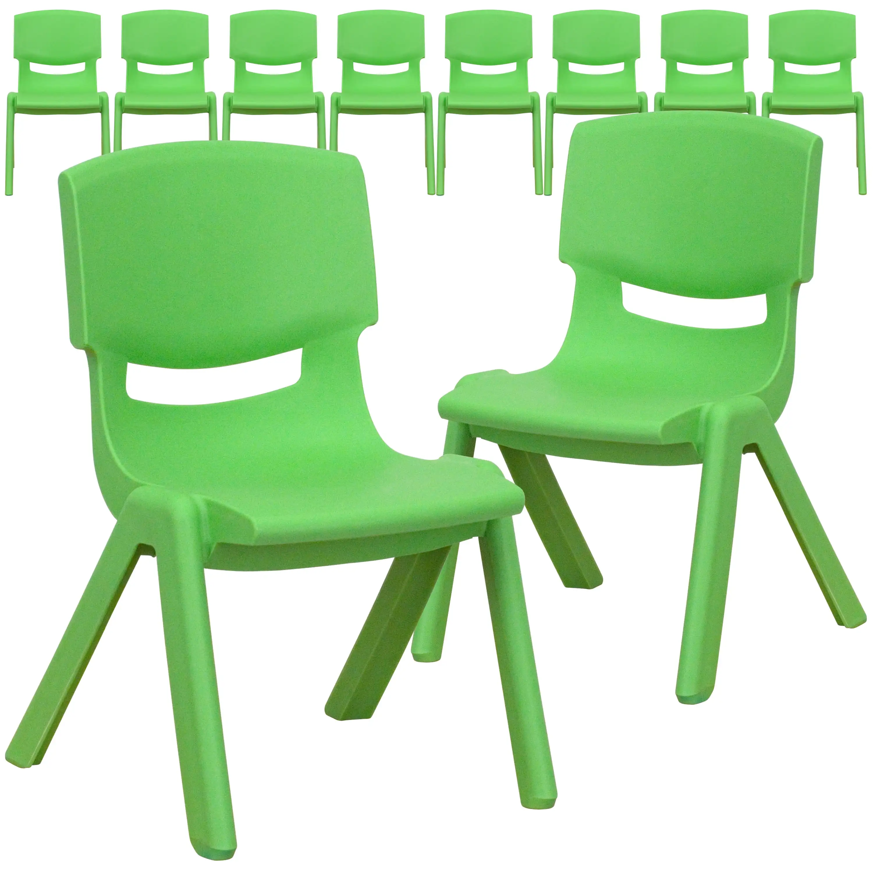 Kids Plastic Stacking Chair (10 Pack), Green - £180.58 GBP