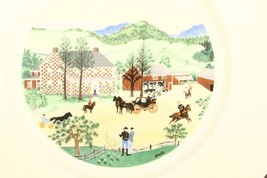 Vintage Atlas China Grandma Moses Art Dinner Plate 10.5&quot; Red Checkered House - £14.16 GBP