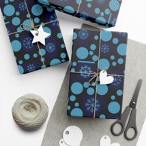Blue Snowflake Coffee Mugs with Black Background Gift Wrap Paper, Eco-Fr... - $14.99