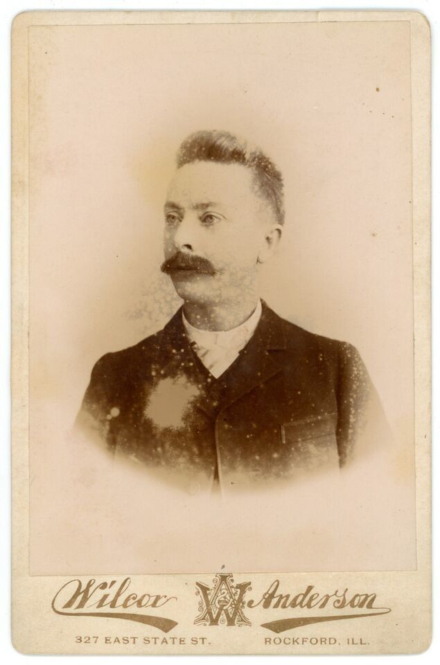 Primary image for CIRCA 1890'S CABINET CARD Odd Looking Man Mustache Wilcox Anderson Rockford IL