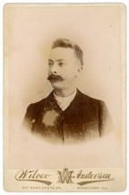 Circa 1890&#39;S Cabinet Card Odd Looking Man Mustache Wilcox Anderson Rockford Il - £9.53 GBP