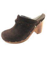 SH30 UGG US 9 Kaylee Brown Braided Suede Wood Mule Studded Clog Sheepskin - $25.05