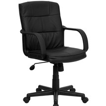 Black Mid-Back Polyurethane &amp; Leather Office Chair with Nylon Arms - £205.41 GBP