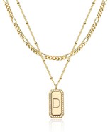 2 Layered Initial (D) Bar Rectangle Pendant Necklace  - £24.86 GBP