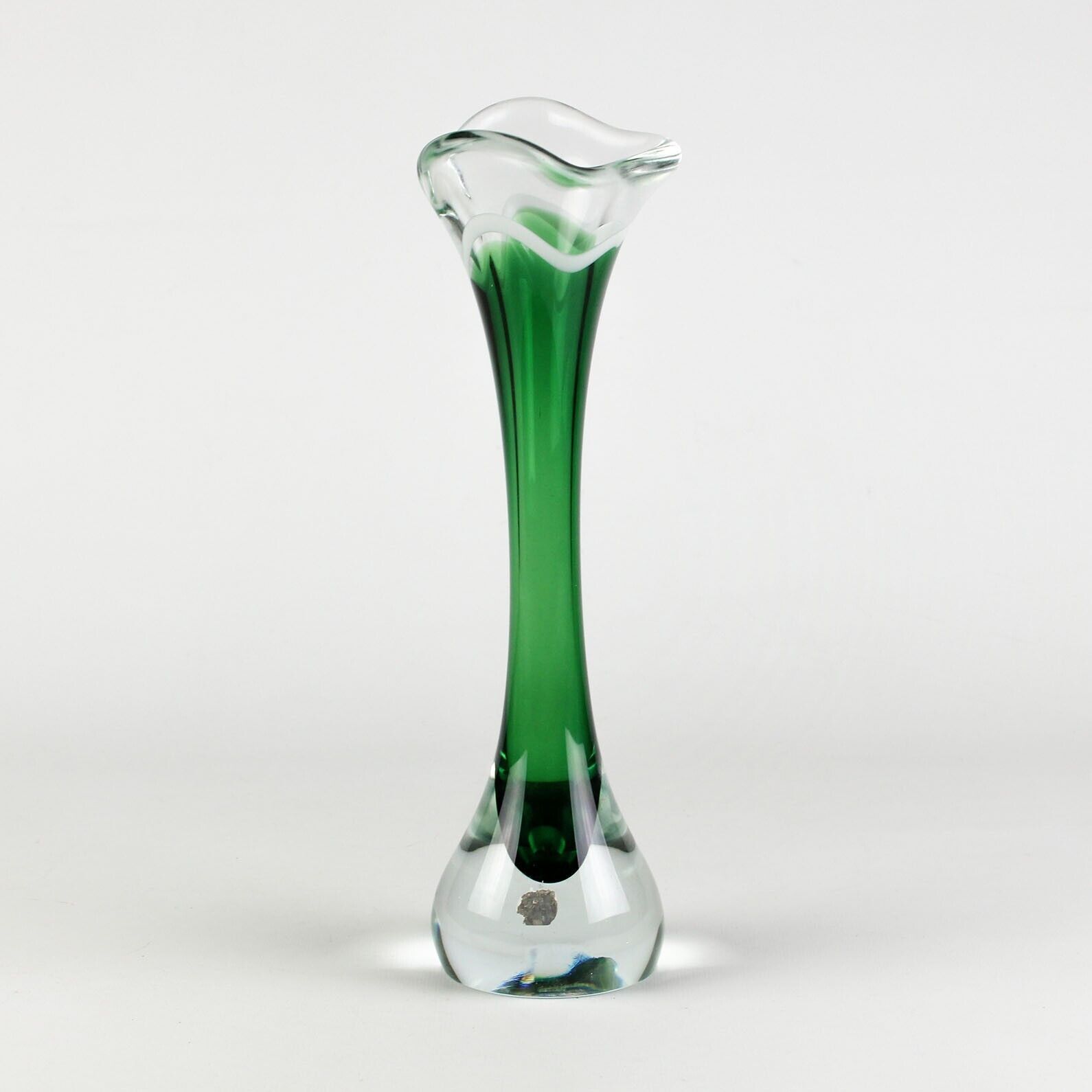Primary image for Signed Flygsfors Coquille Vase, Mid Century Modern Emerald Swedish Art Glass 12"