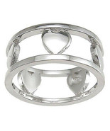 Womens Sterling Silver Rhodium Finish Heart Anniversary Band Ring - $735.87 MXN
