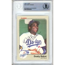 Dusty Baker Los Angeles Dodgers Auto 1983 Fleer Baseball Signed BAS Auth Slab LA - £55.05 GBP