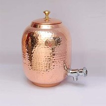 Copper Water Dispenser Hammered Matka Pot Container Pot 4 Liters - £84.56 GBP