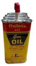 Vintage Outers 445 Gun Oil Tin Litho Metal Oiler Oil Can 3 oz Unopened Lot Of 4 - £49.13 GBP