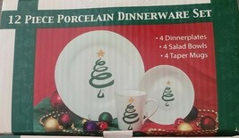 Atico ~ 12 Piece ~ Porcelain Christmas Dinnerware Set ~ Plates ~ Bowls ~... - $100.00