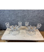 Antique Crystal Glass Candle Holder Two Arm Candelabra Set of 2 - €39,36 EUR