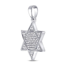 10kt White Gold Mens Round Diamond Star Magen David Jewish Charm Pendant 1/ - £219.39 GBP