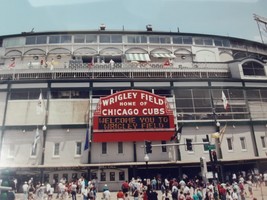 Wrigley Field Framed Photo Chicago Cubs Baseball Black Cherry Wood Frame Glass - £22.85 GBP