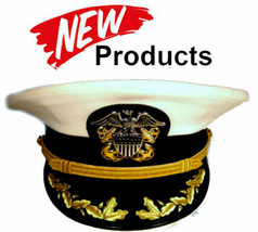 US NAVY COMMANDER CAPTAIN RANK WHITE HAT CAP AUTHENTIC NEW ALL SIZES - C... - £89.64 GBP