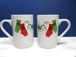 Starbucks Holiday Mugs With Mittens And Birds Set Of Two 10 Oz 2011 - £11.98 GBP
