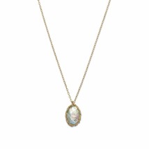 14K Gold Filled Woven Ancient Roman Glass  Oval Pendant 18&quot; Chain Necklace - £272.89 GBP