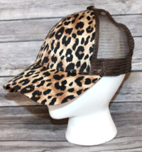 BROWN CHEETAH MESH BACK BASEBALL HAT ADJUSTABLE BACK CAP TRUCKER DAD MOM... - $9.65