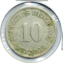 1900 G German Empire 10 Pfennig Coin - $56.34 MXN