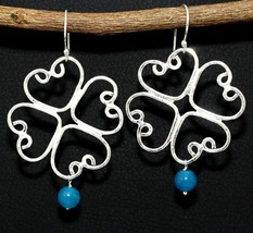 Boucles d&#39;oreilles rondes en pierre précieuse bleue naturelle de 2,5 pouces... - £6.97 GBP