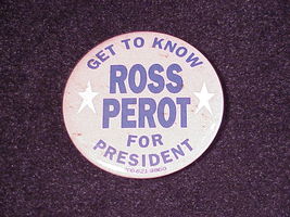 Get To Know Ross Perot For President Pink Campaign Pinback Button, Pin - £5.50 GBP