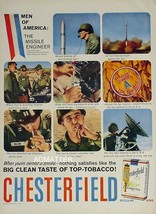 1958 Chesterfield Cigarette Tobacco Ad Engineer Men Of AmericaThe Missil... - £6.12 GBP