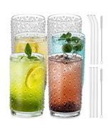 KEMORELA 6PCS Hobnail Old-Fashioned Glasses Set 15oz with Reusable Straws - $370.92 MXN