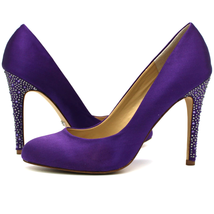 ABS Allen Schwartz Size 10 Satin Pumps Bling Heel Purple Wedding Party P... - £30.79 GBP