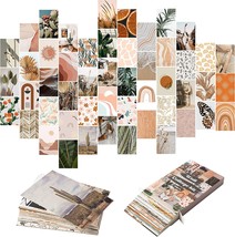 Yopyame 50Pcs Boho Aesthetic Pictures Wall Collage Kit, Peach Teal Photo - £23.97 GBP