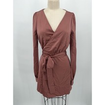 NWT NBD Janet Mini Wrap Dress Sz S Mauve Pink Puff Long Sleeve Revolve S... - £57.78 GBP