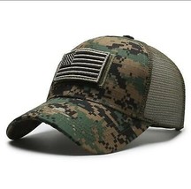 American Flag Camouflage Sticker Embroidered Baseball Cap Net Hat Men Outdoor Ve - £15.21 GBP