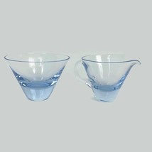 Vintage Mid Century Modern Light Blue Creamer Sugar Elegant Glass Indivi... - $19.61