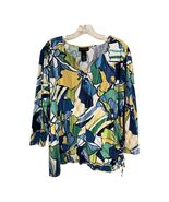 Alfred Dunner Studio Women’s 2X Abstract Floral Top Ruched Side Long Sleeve - $22.50