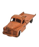 VTG Structo 21&quot; Orange Flatbed Tow Truck w/Ramp &amp; Wench Chain Pressed Steel - £115.92 GBP