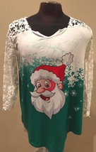 Nextima Womens Size 16 Christmas Santa Claus Snowflake Lace Top Shirt NEW - £14.33 GBP