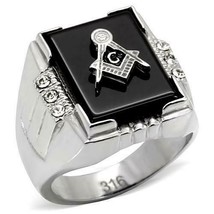 RING MASONIC High polished Stainless Steel with Semi Precious Jet Agate ... - £30.97 GBP
