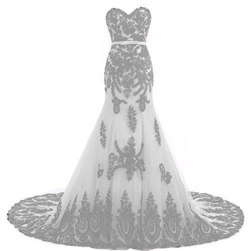 Long Mermaid Black Lace Vintage Gothic Prom Dress Wedding Evening Gown White US