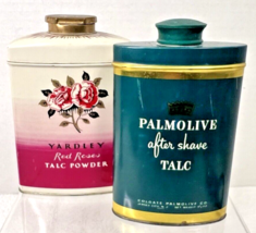 Vintage Yardley Red Roses Palmolive After Shave Talc Tins In Good Shape - $24.26