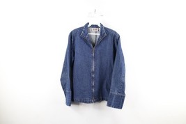 Vintage 90s Streetwear Womens Medium Distressed Full Zip Denim Jean Jack... - $738.87 MXN