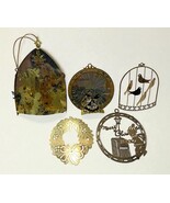 Holographic Christmas Ornaments Gold Tone 3D Laser Cut Set Of 5-wreath, ... - $27.79 CAD