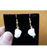 (EE473-171) 10mm bead white Mother of pearl freeform gemstone dangle ear... - £11.01 GBP
