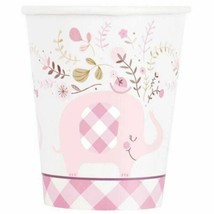 Floral Pink Elephant 8 ct 9 oz Cups Paper Baby Girl Shower - $3.46