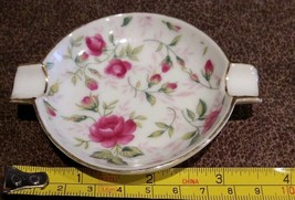 Vintage Porcelain Hand Painted Ashtray Small 3.5” Roses Floral Gold Trim - £5.53 GBP