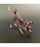 Vintage Murano Art Glass Foxhound Dog Sniffing Sculpture Pink &amp; Purple M... - £44.24 GBP
