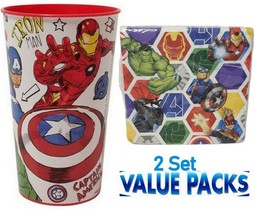 Marvel Avengers BPA Free Made in the USA Tumbler Plastic Cups + 16Pcs Na... - $9.89