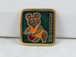 Vintage Summer Olympics Pin - Moscow 1980 Misha Basketball - Stamped Pin - $20.53 CAD