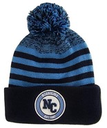 North Carolina Adult Size Striped Winter Knit Beanie Hats (Navy/Light Blue) - £11.94 GBP