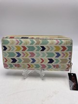 Bijorca Wallet Womens Clutch Zip Around Chevron Muted Colors Credit Card... - $19.59