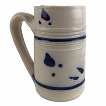 Vtg Route 60 Williamsburg Pottery Salt Glaze Cobalt Blue Leaf Mug Tankard U45 - £12.39 GBP