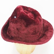 Vintage Femmes Bordeaux Église Robe Chapeau Velours - £39.17 GBP