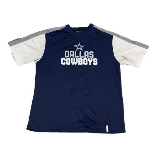 Primary image for Reebok Dallas Cowboys Blue Tshirt Large Stripe NFL Sleeve Retro Y2K Vintage